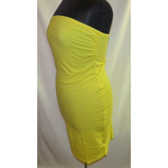 Love J Yellow Strapless Bodycon Mini Dress Plus Size 2X - Picture 5 of 6